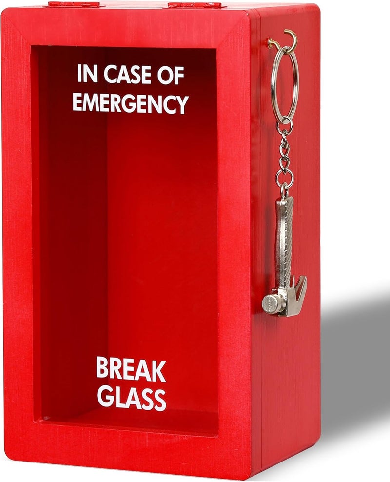 JULEASEL Funny Emergency Box w/Hammer (Large), Break in Case of Emergency Box, Personalized Unique Gifts for Men Women, Office Desk Decor, Random Things, White Elephant Gift for Friend Coworker Family - Image 1
